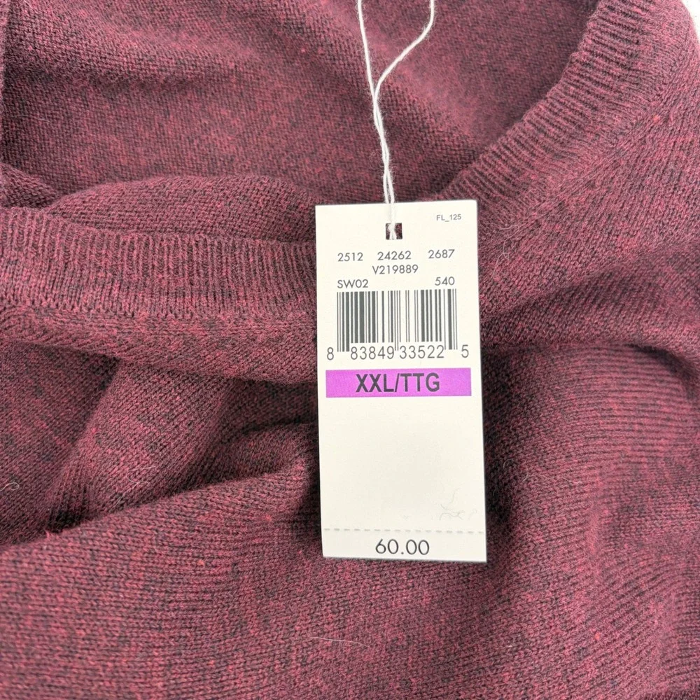 Van Heusen V-Neck Sweater Mens XXL 2 Pack Green Burgundy Cotton Blend NEW